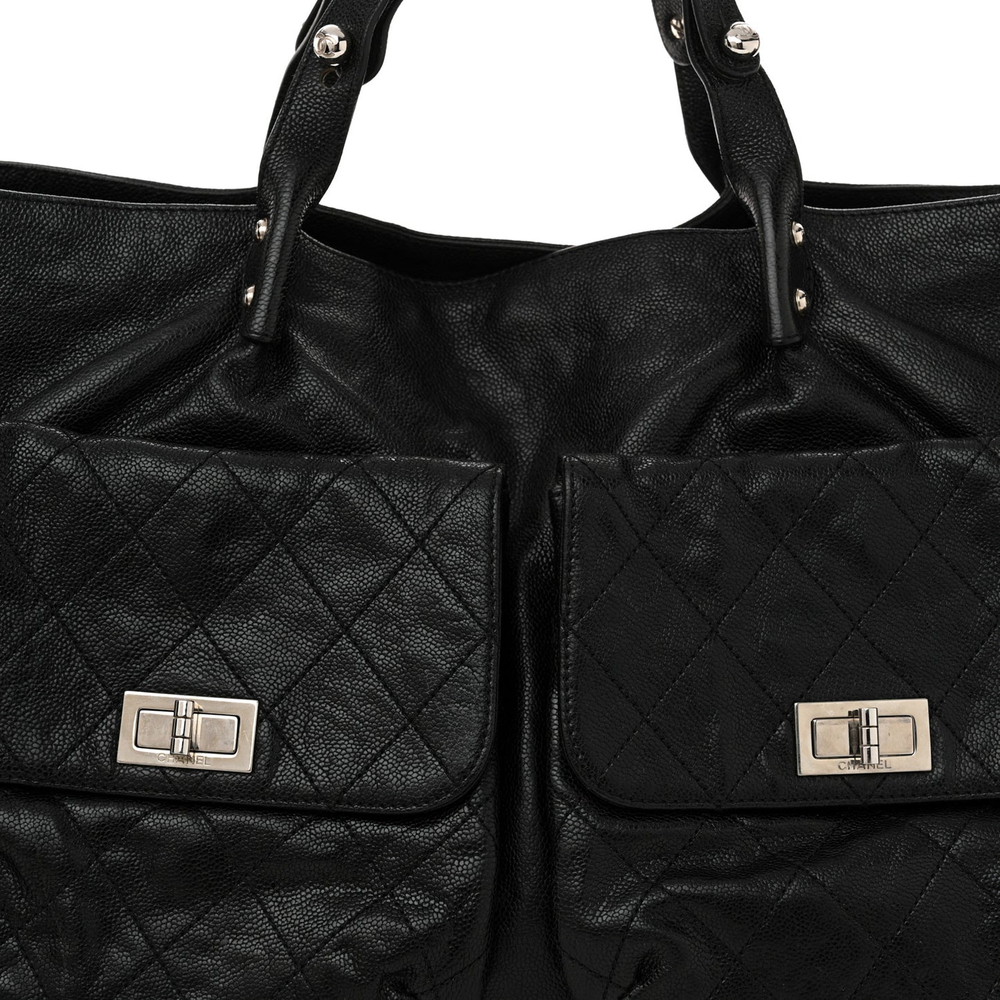Glazed Caviar Reissue Double Pocket In The City Tote Black