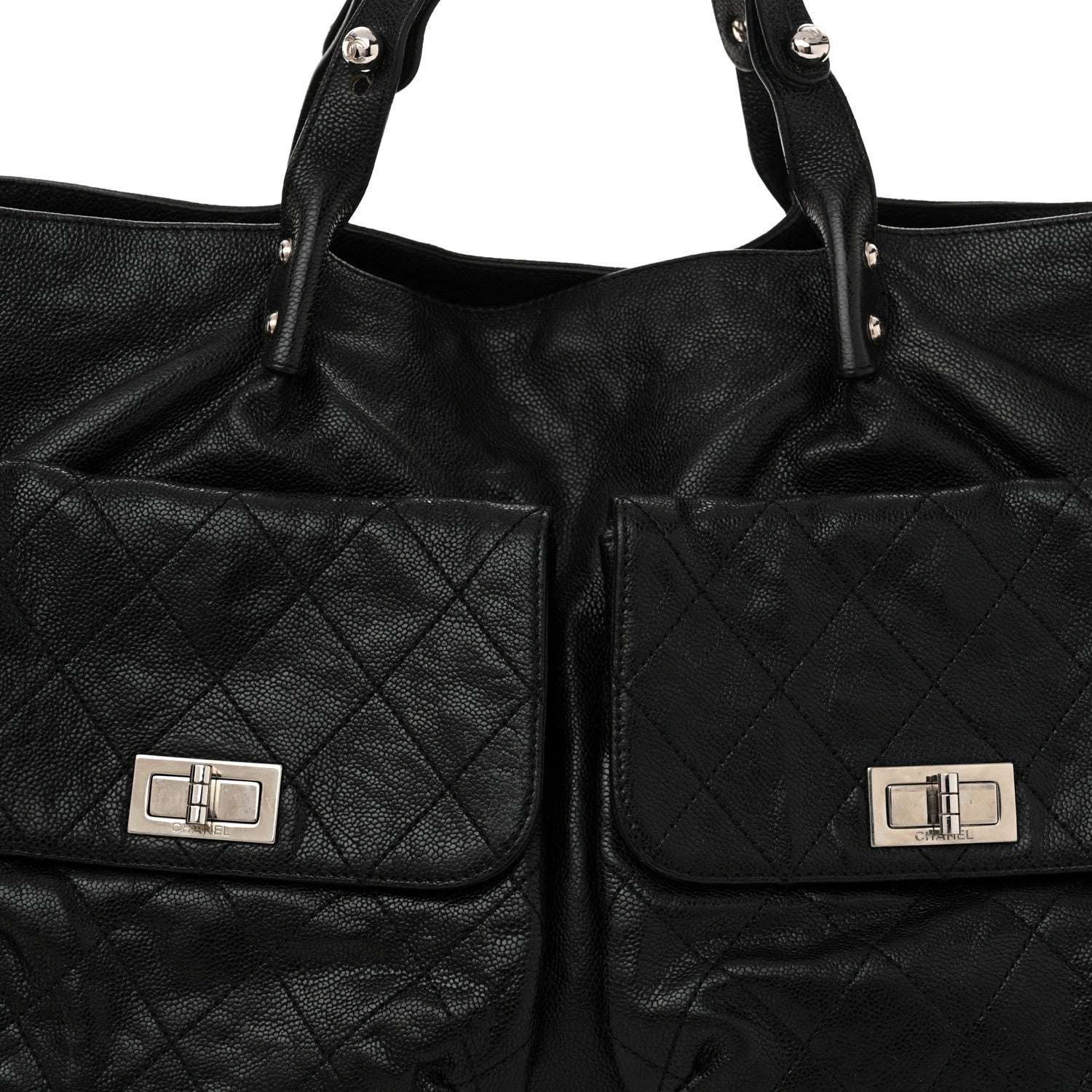 Chanel Glazed Caviar Reissue Double Pocket In The City Tote Black 8 of 13