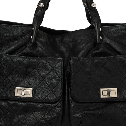 Chanel Glazed Caviar Reissue Double Pocket In The City Tote Black 8 of 13