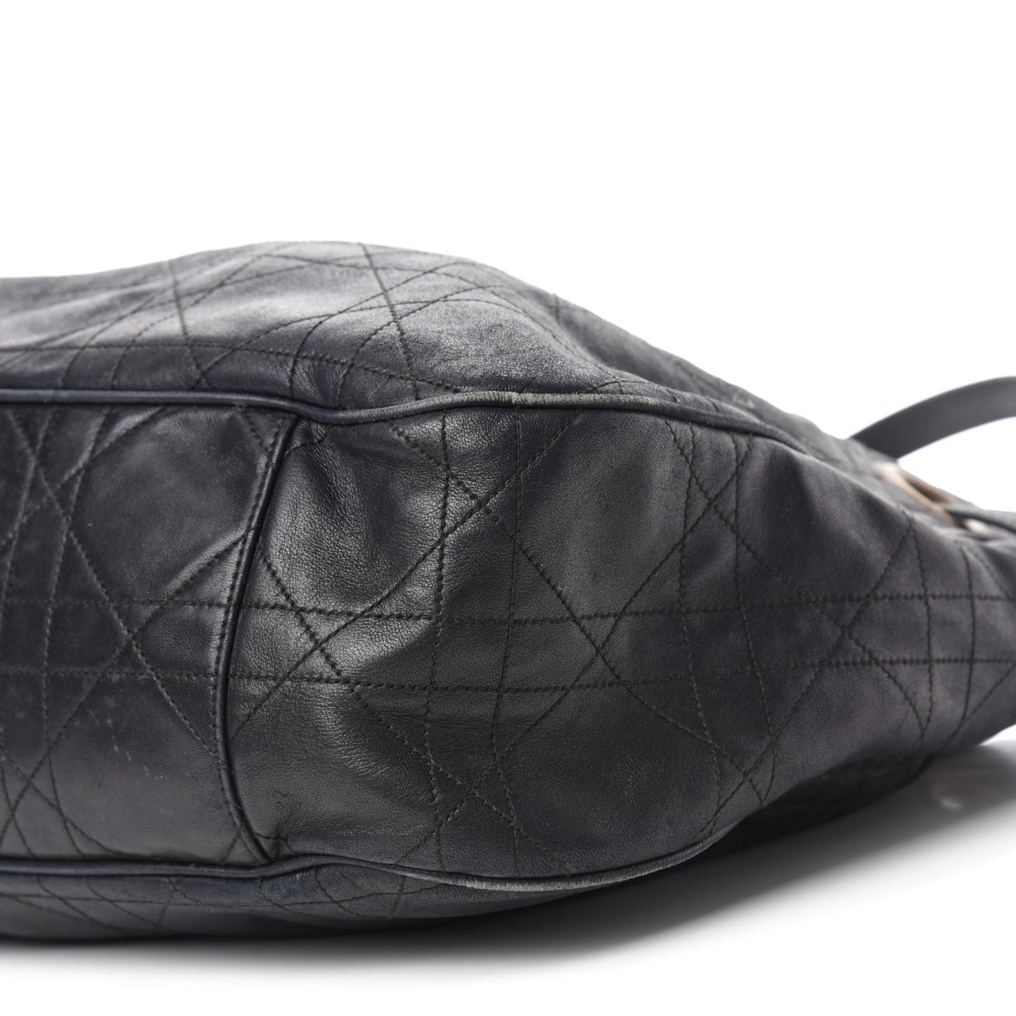 Lambskin Cannage Drawstring Bag Black