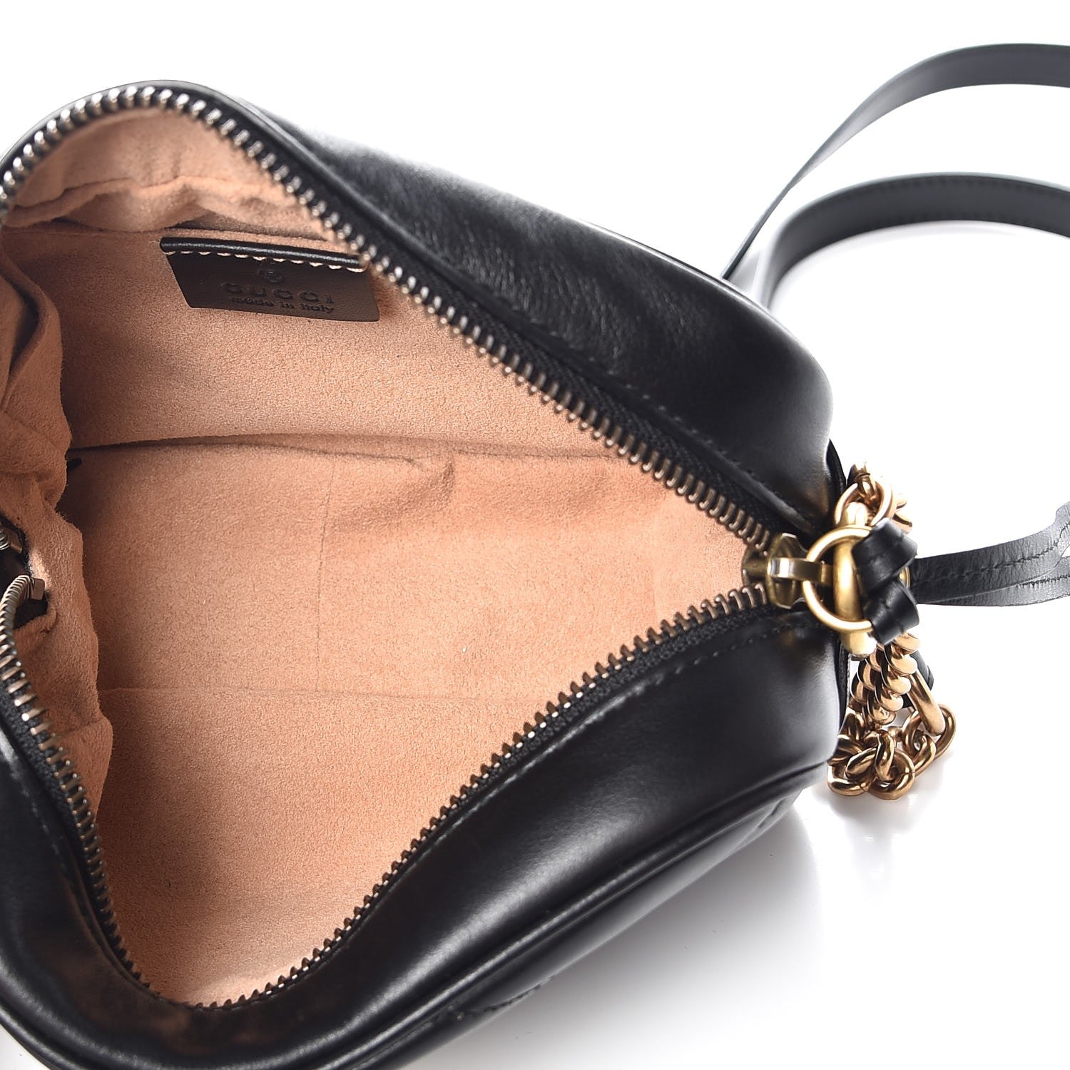 Gucci Calfskin Matelasse Mini GG Marmont Chain Shoulder Bag Black 6 of 8