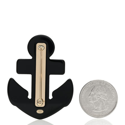 Chanel Resin Pearl Anchor CC Brooch Black Blue 2 of 4