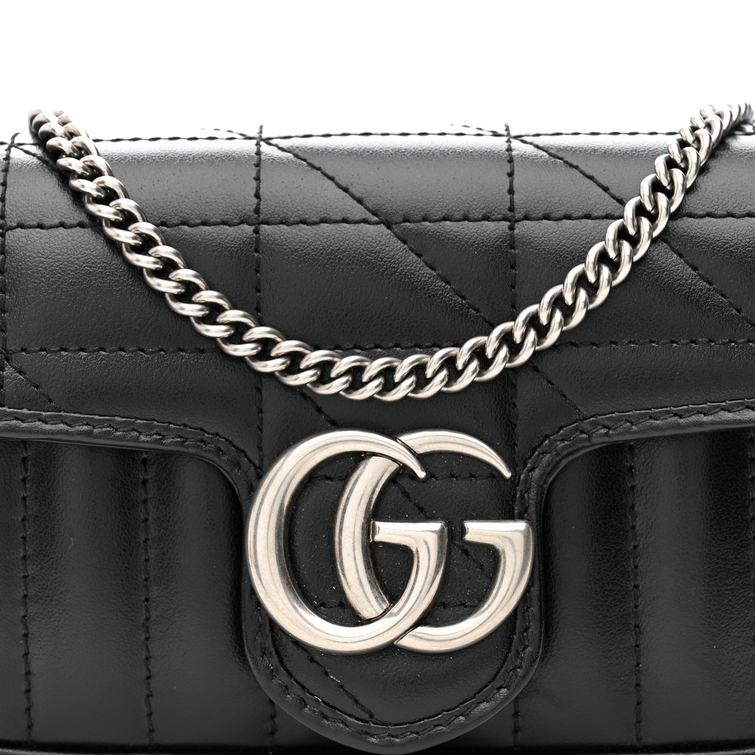 Gucci Calfskin Matelasse Aria Super Mini GG Marmont Shoulder Bag Black 15 of 21