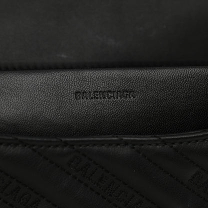 Balenciaga Calfskin Logo Matelasse Large Round Shoulder Bag Black 8 of 11