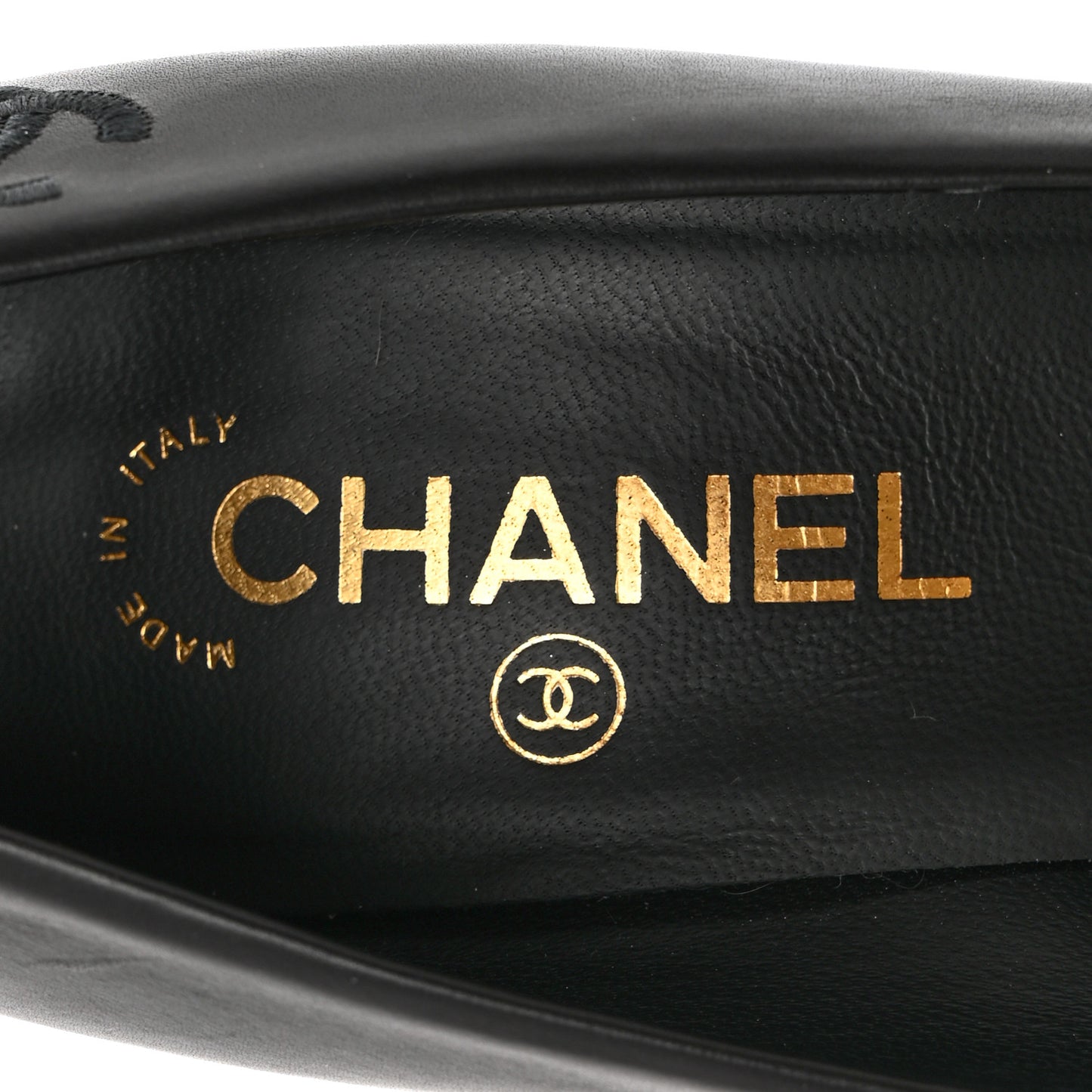 Calfskin Camellia High Pumps 40.5 Black Gold