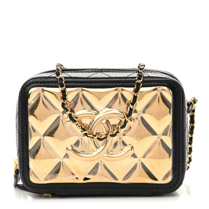 Chanel Lambskin Quilted Golden Plate Clutch With Chain Black 1 of 9