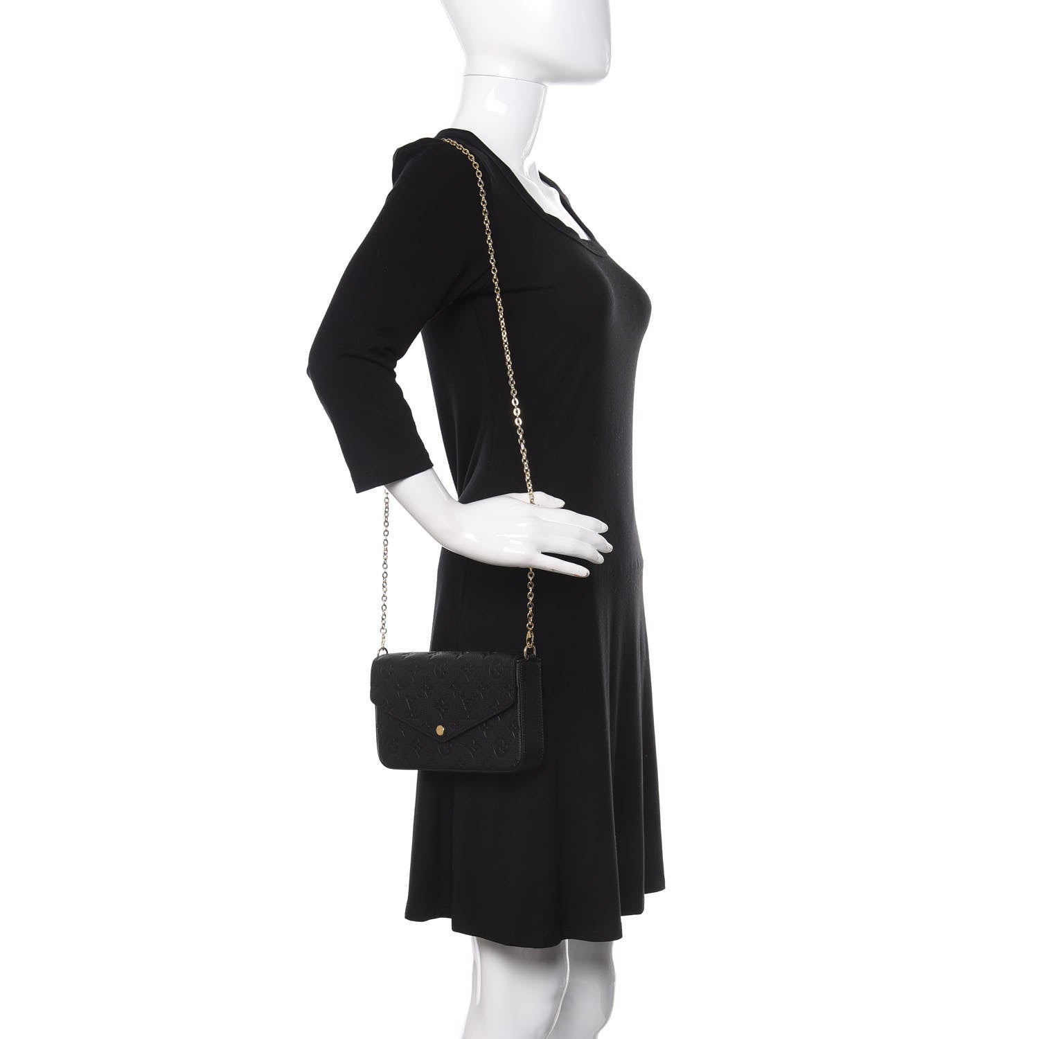 Louis Vuitton Empreinte Pochette Felicie Chain Wallet Black 2 of 11