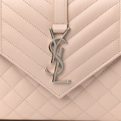 Saint Laurent Grain De Poudre Textured Mixed Matelasse Medium Triquilt Monogram Satchel Marble Pink 8 of 12