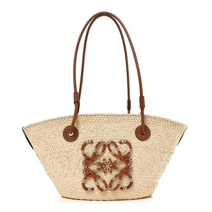 Loewe Calfskin Raffia Small Anagram Basket Tote Bag Natural Tan 1 of 9