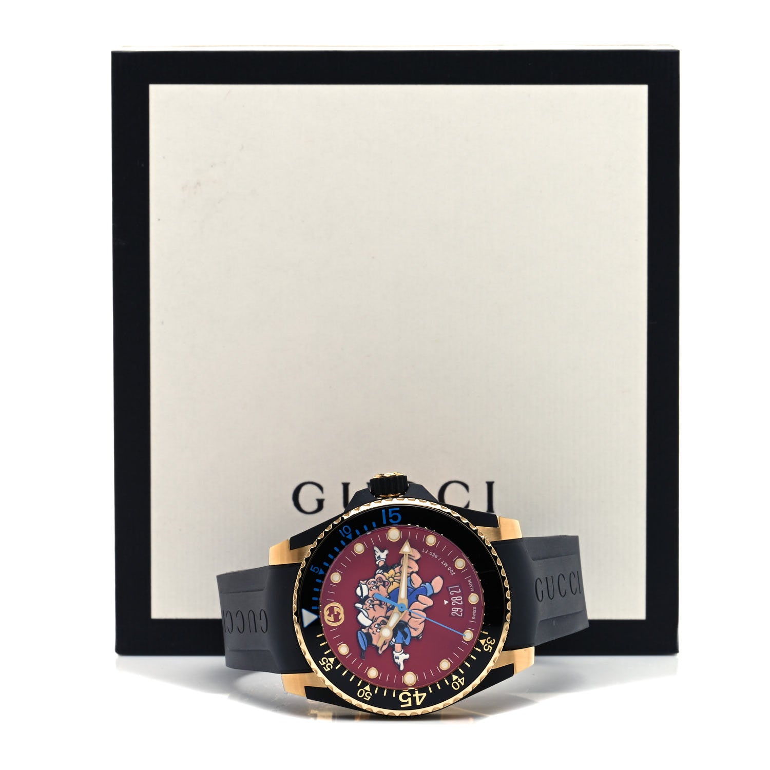 Gucci X DISNEY Stainless Steel Rubber 40mm Three Little Pigs Dive Quartz Watch 5 of 5