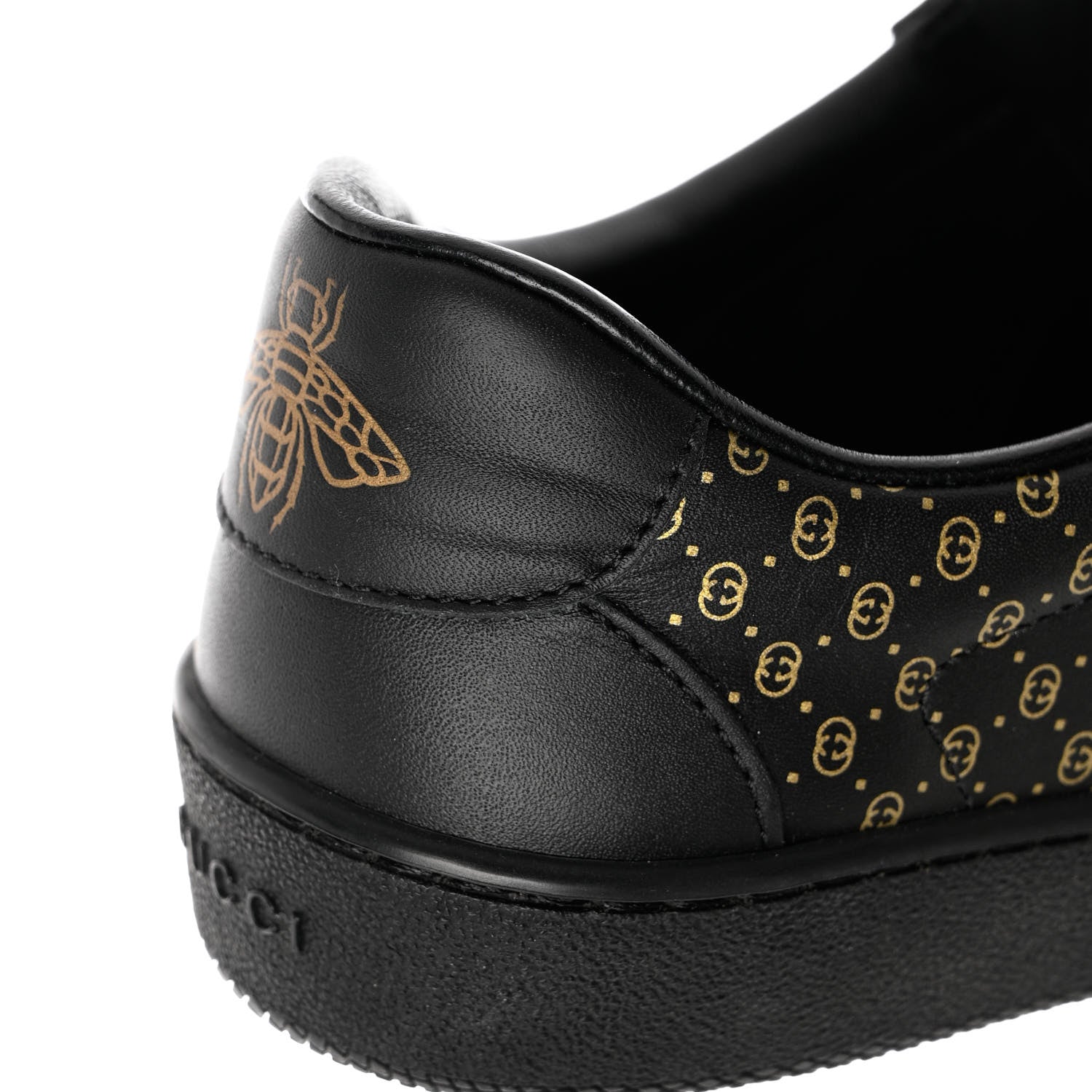 Gucci X DAPPER DAN Calfskin Laminated Ayers GG Micro Monogram Womens G74 Sneakers 35.5 Black Gold 10 of 10
