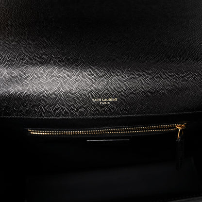 Saint Laurent Grain De Poudre Textured Mixed Matelasse Large Triquilt Monogram Satchel Black 6 of 11