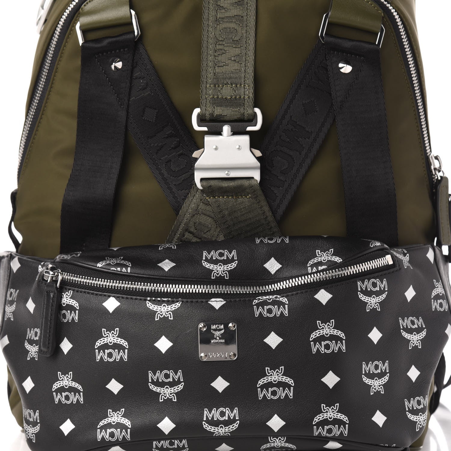 MCM Nylon Visetos Medium Jemison 2-in-1 Backpack Loden Green 9 of 9