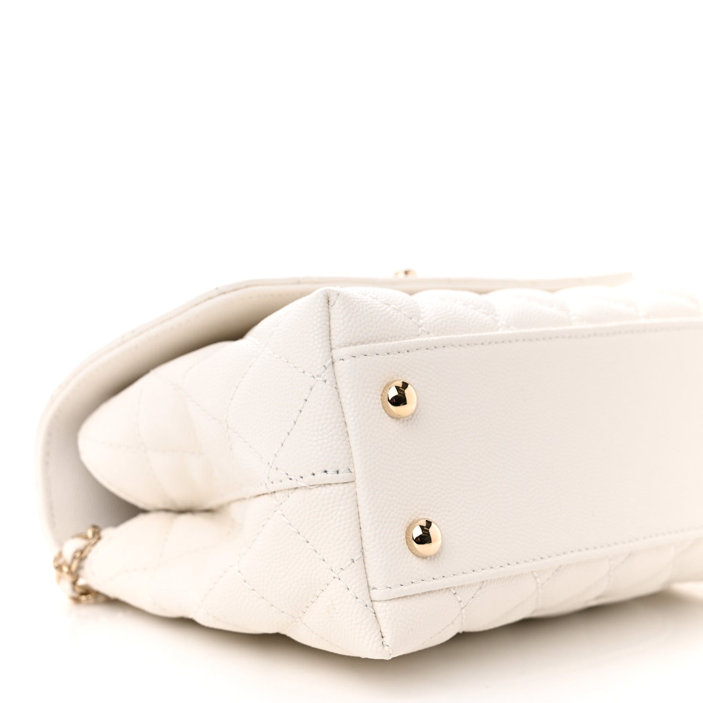 Caviar Quilted Mini Coco Chain Handle Flap White
