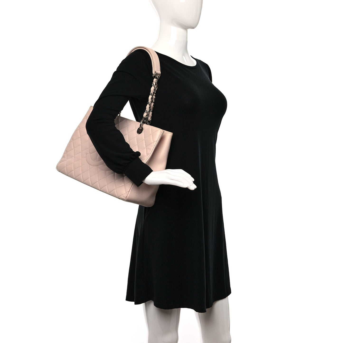 Caviar Quilted Grand Shopping Tote GST Light Pink