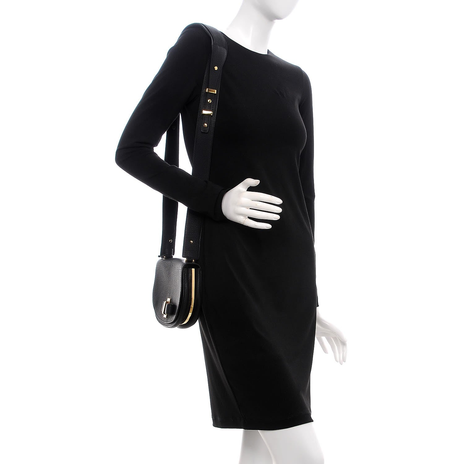 Delvaux Crispy Calfskin Mini Le Mutin Saddle Bag Black 2 of 9