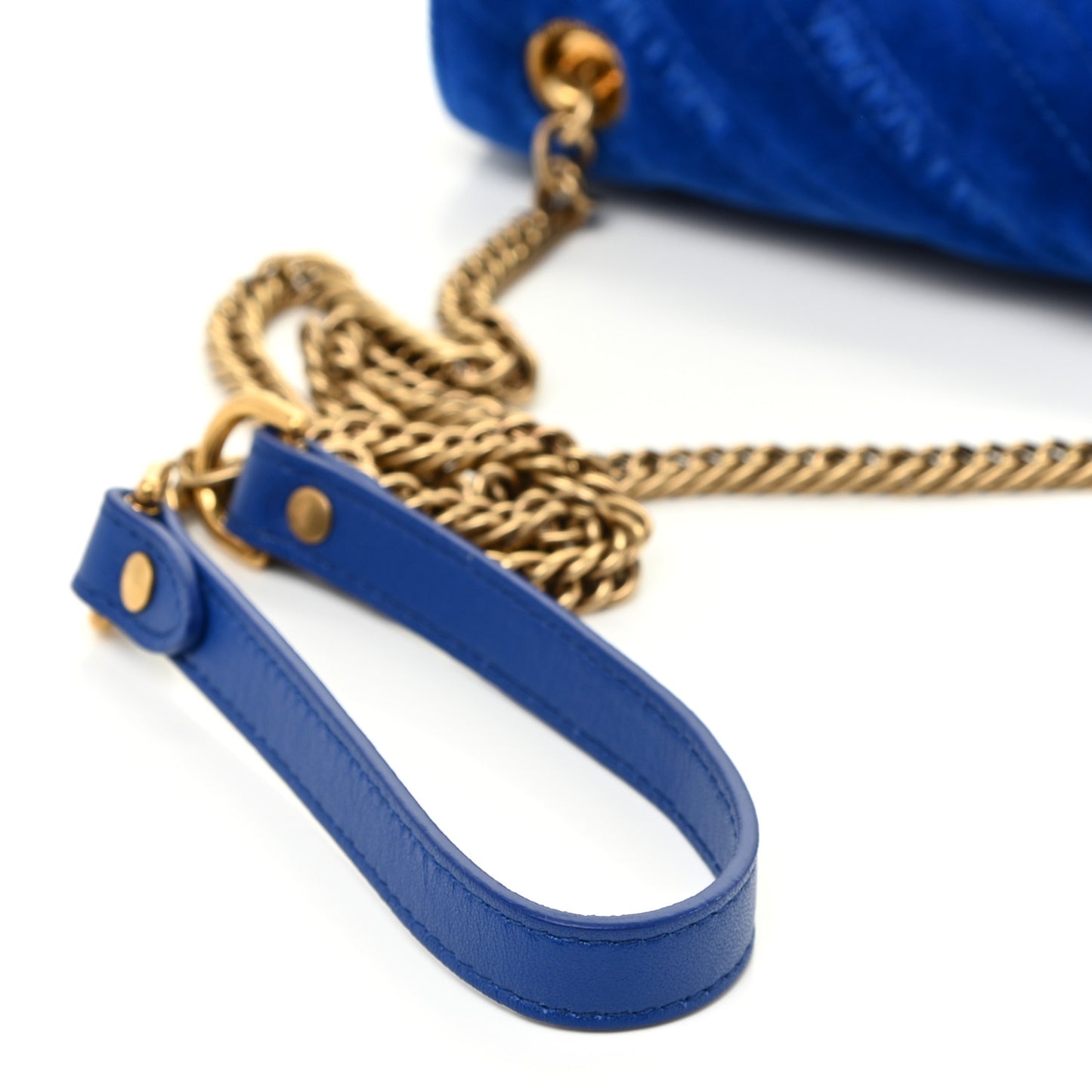 Velvet Logo Matelasse BB Chain Wallet Blue