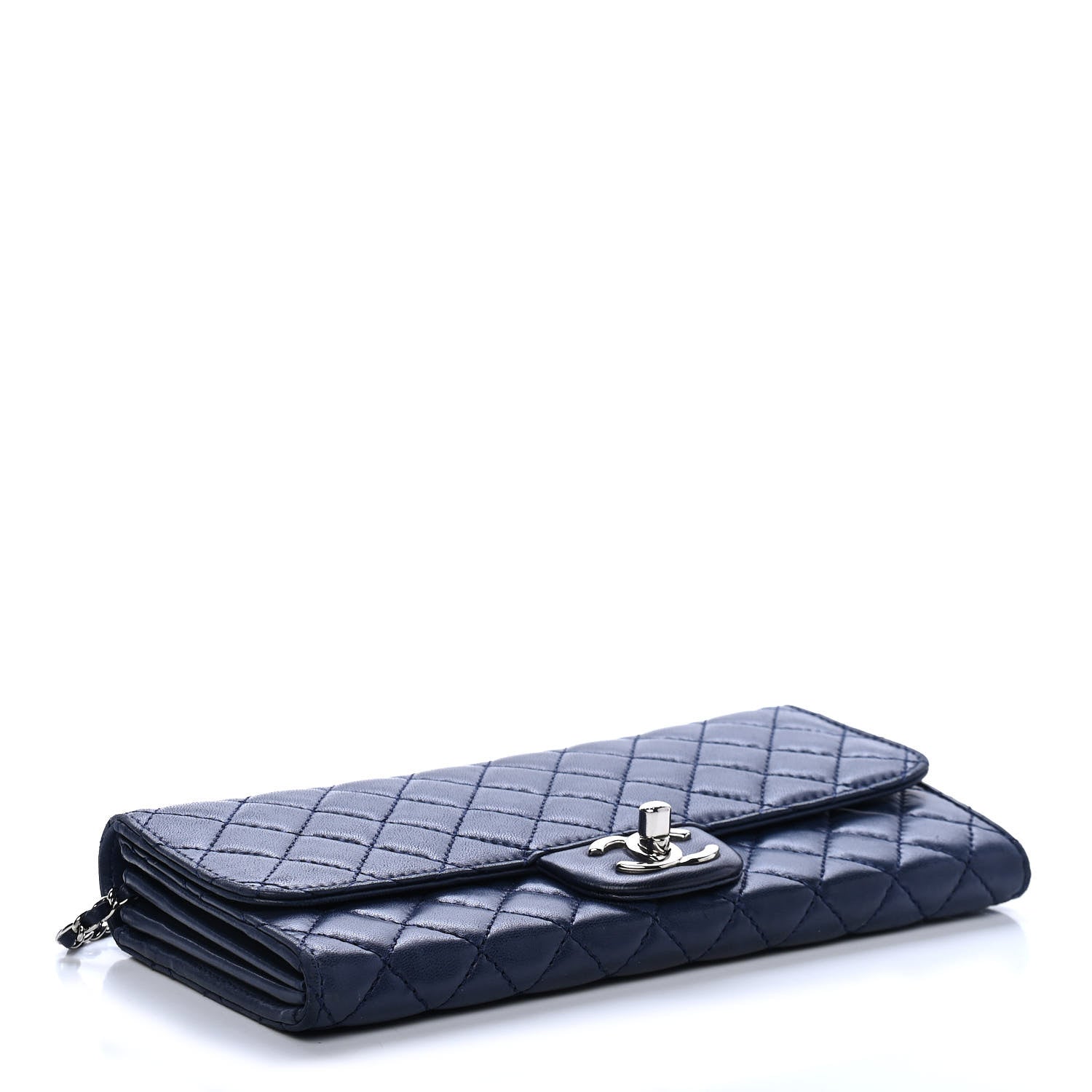 Chanel Lambskin Quilted Chain Clutch Flap Navy 3 of 5