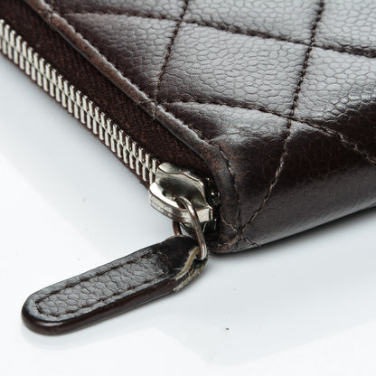 Chanel Caviar Quilted Large Gusset Zip Around Wallet Dark Brown 6 of 9