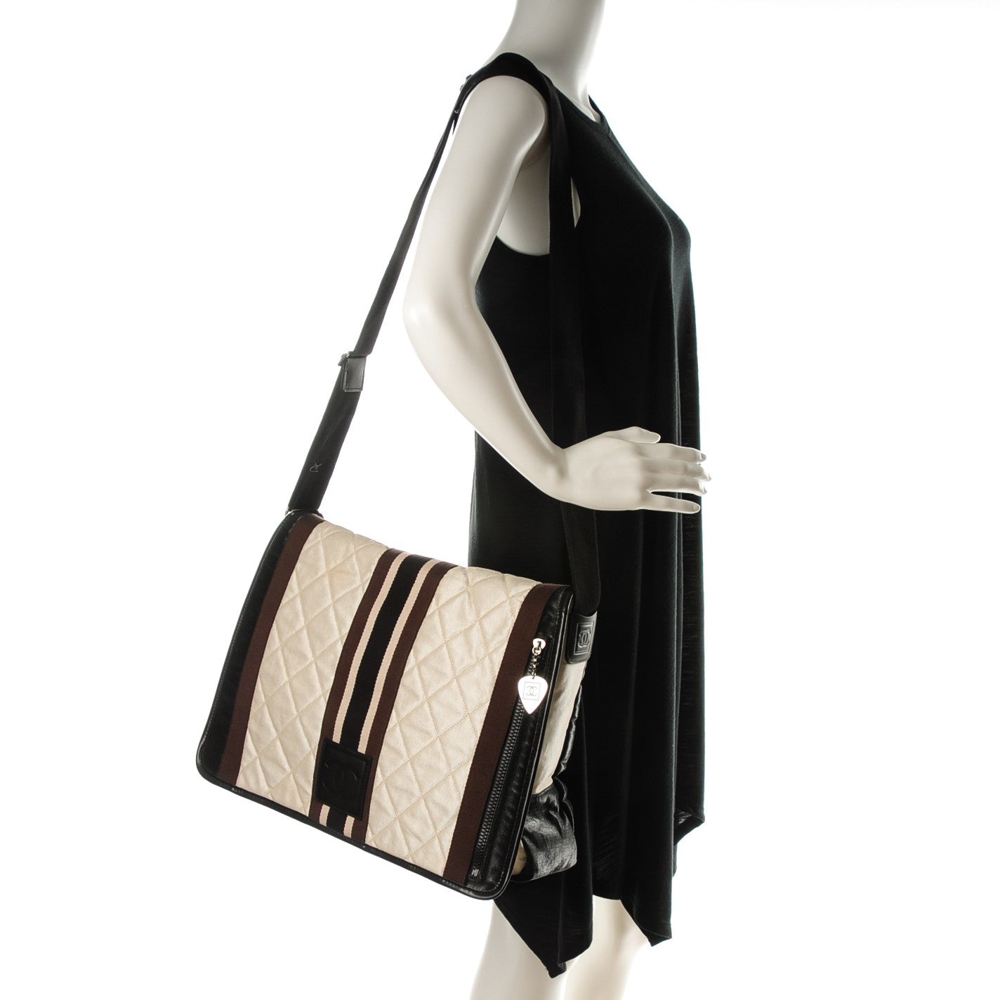 Chanel Nylon Quilted Sport Messenger White Black 2 of 7