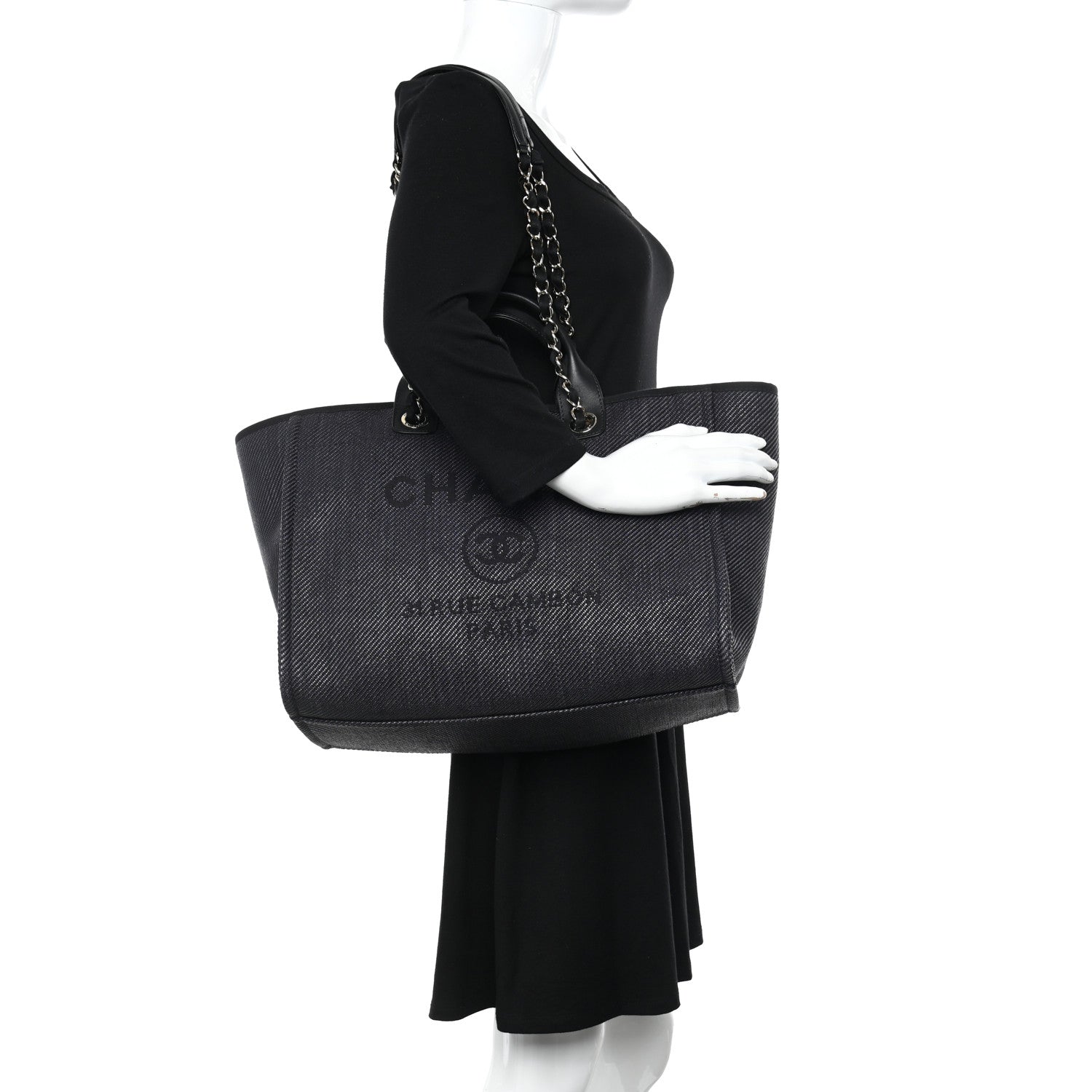Chanel Lurex Boucle Medium Deauville Tote Black 2 of 12