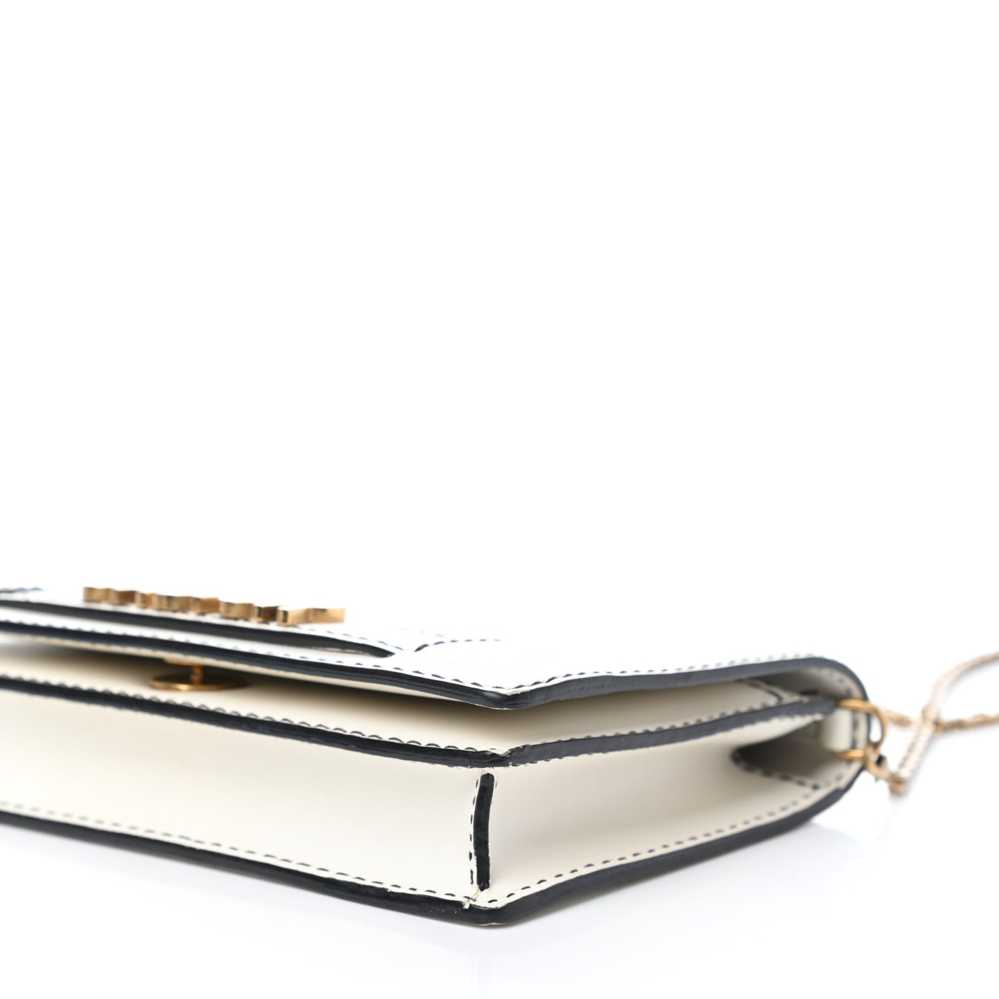 Calfskin J'Adior Wallet on Chain Pouch Off White