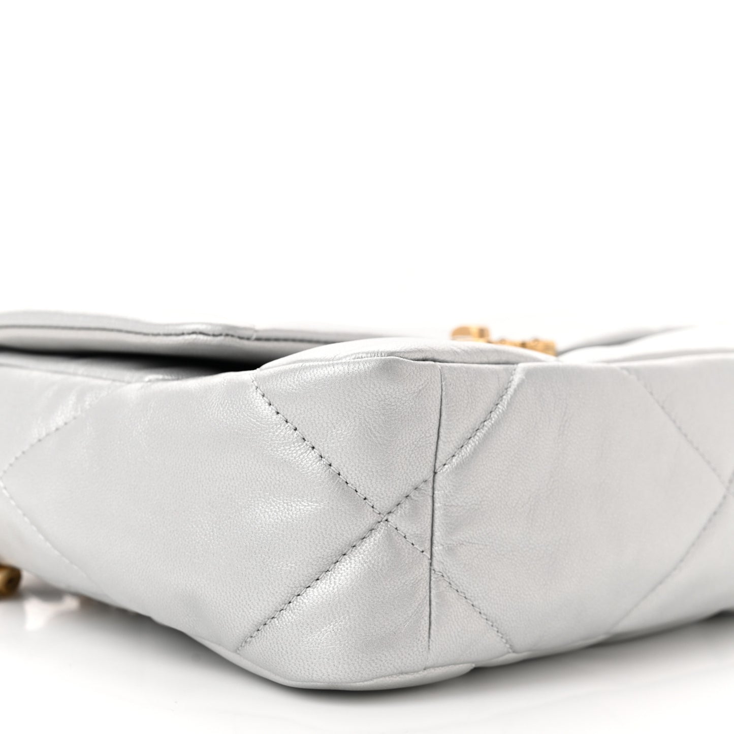 Metallic Goatskin Quilted Medium Chanel 19 Flap Silver