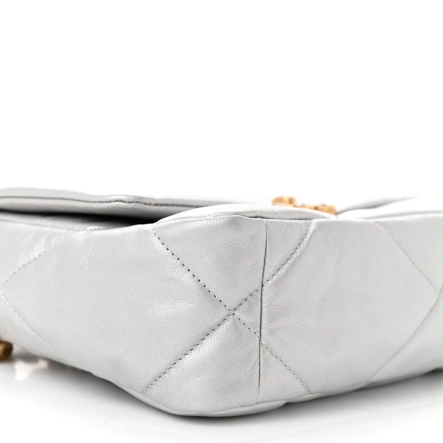 Chanel Metallic Goatskin Quilted Medium Chanel 19 Flap Silver 9 of 11
