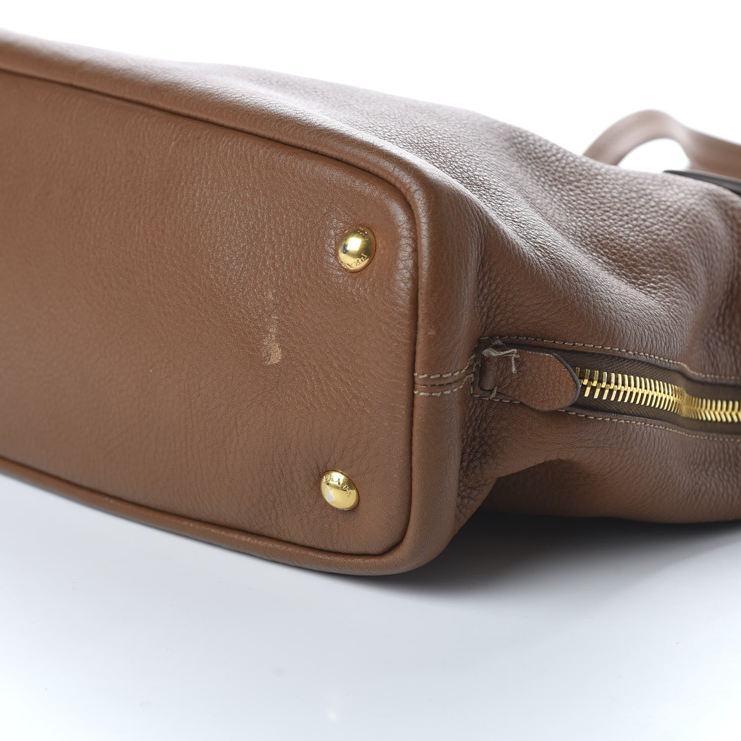 Prada Vitello Daino Side Zip Tote Brandy 7 of 9