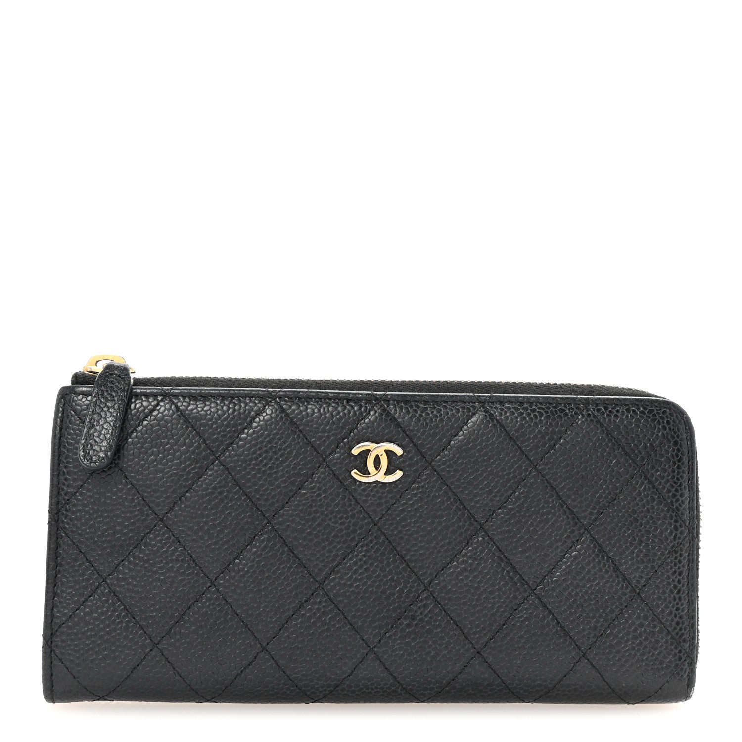 Chanel Caviar Quilted Zip Around Clutch Wallet Black 1 of 9