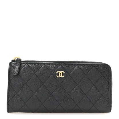 Chanel Caviar Quilted Zip Around Clutch Wallet Black 1 of 9