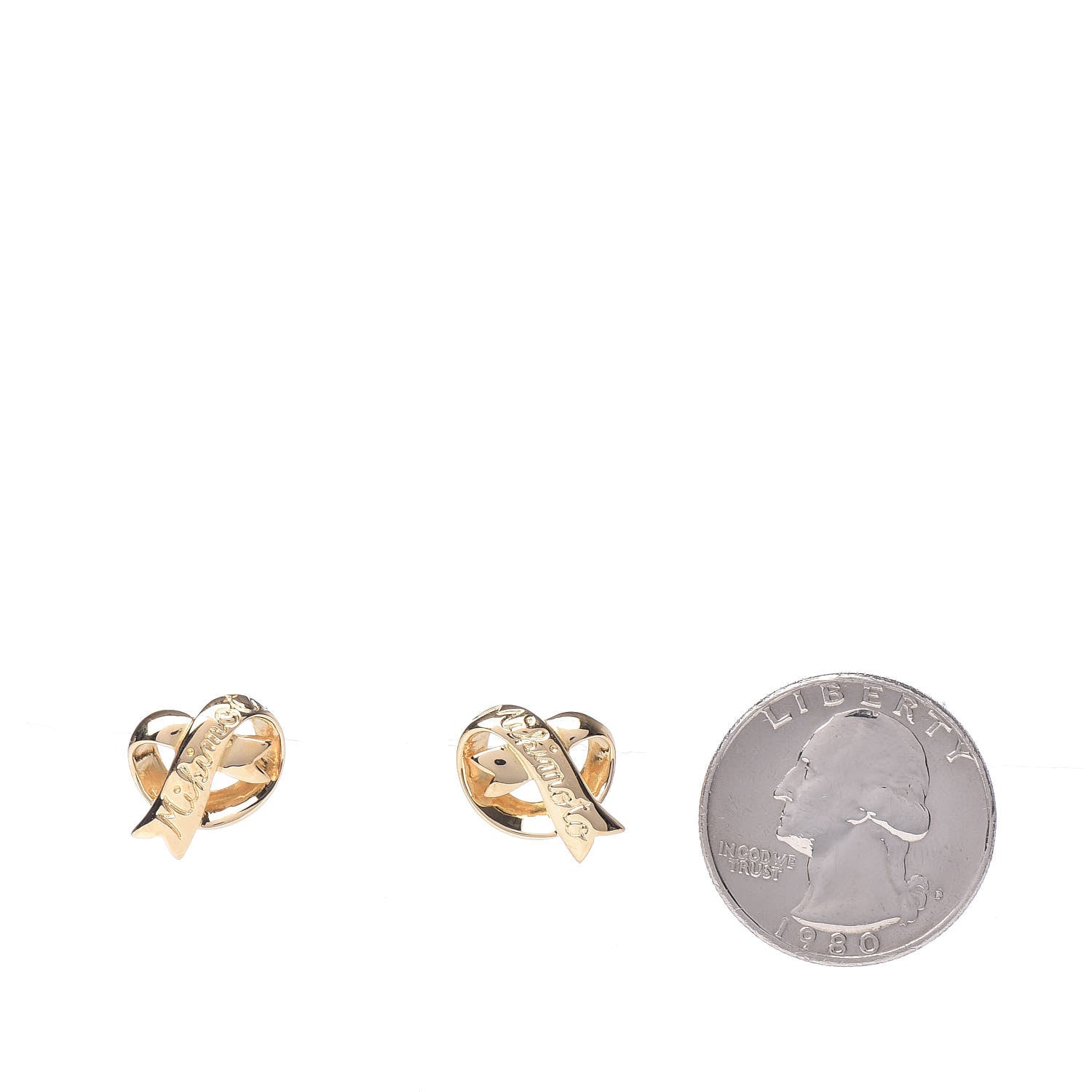 Mikimoto 18K Yellow Gold Engraved Ribbon Earrings 2 of 4