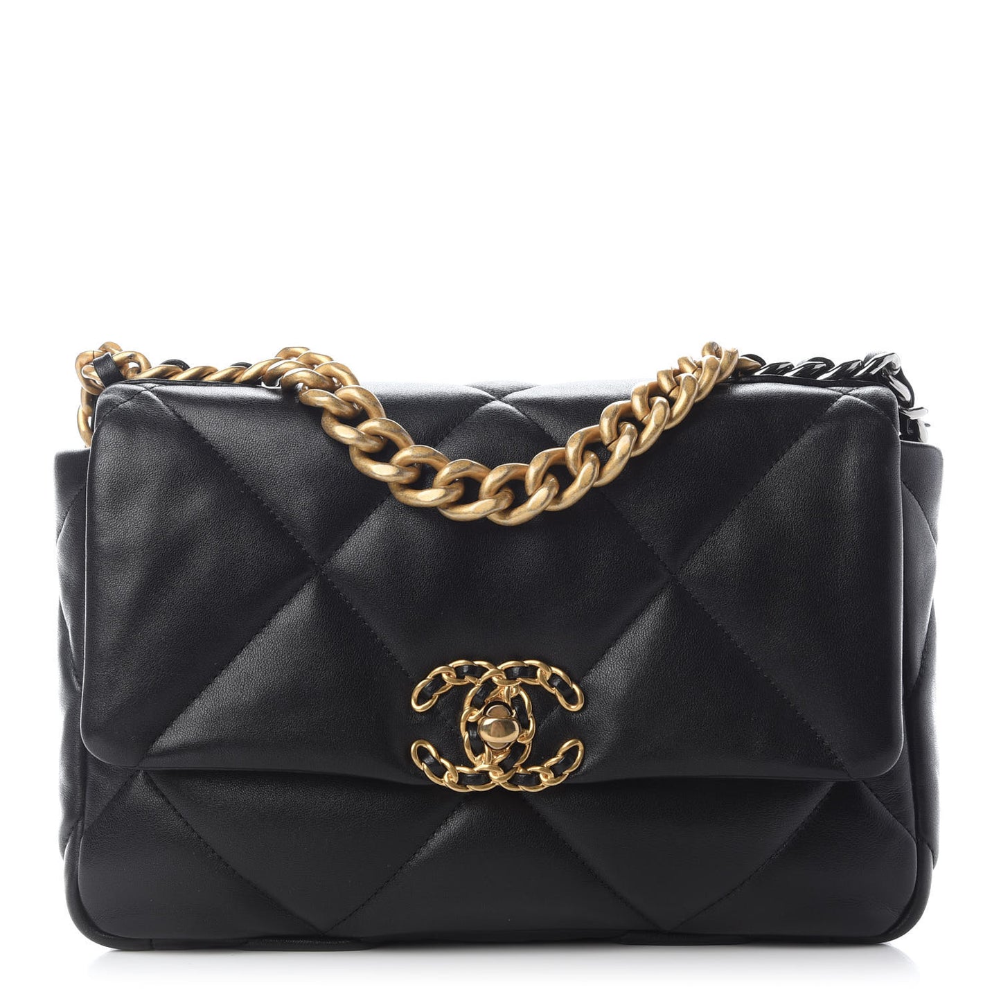 Lambskin Quilted Medium Chanel 19 Flap Black