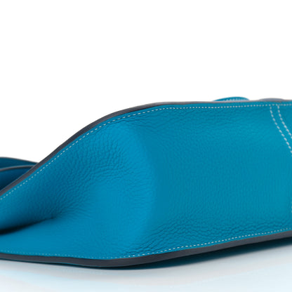 Hermes Taurillon Clemence Halzan 31 GM Bleu Frida 8 of 9