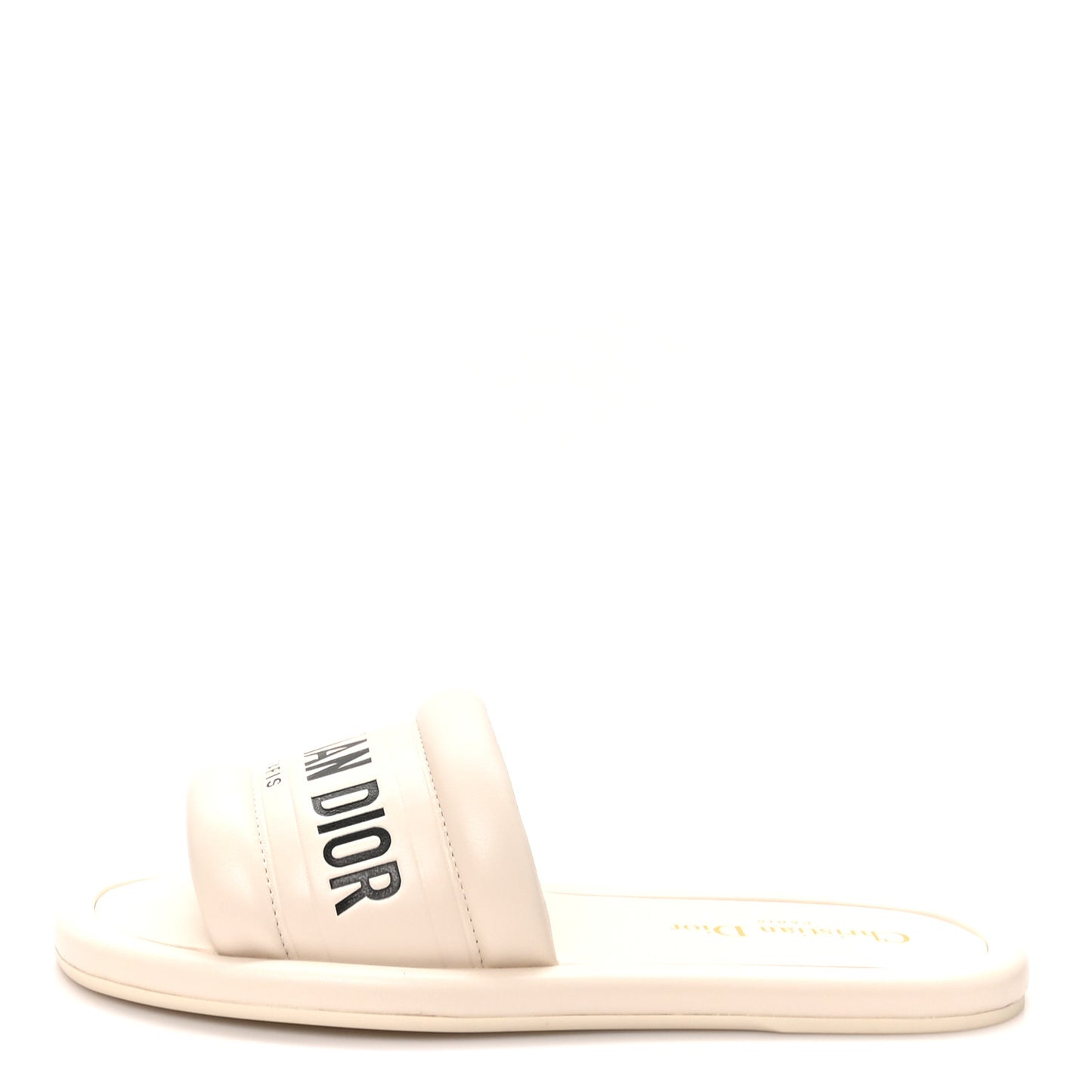 Lambskin Embossed Every-D Flat Slide Sandals 36 Off White