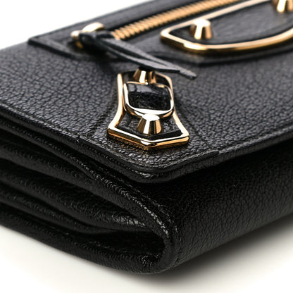 Balenciaga Chevre Gold Metallic Edge Hardware Money Wallet Black 7 of 10