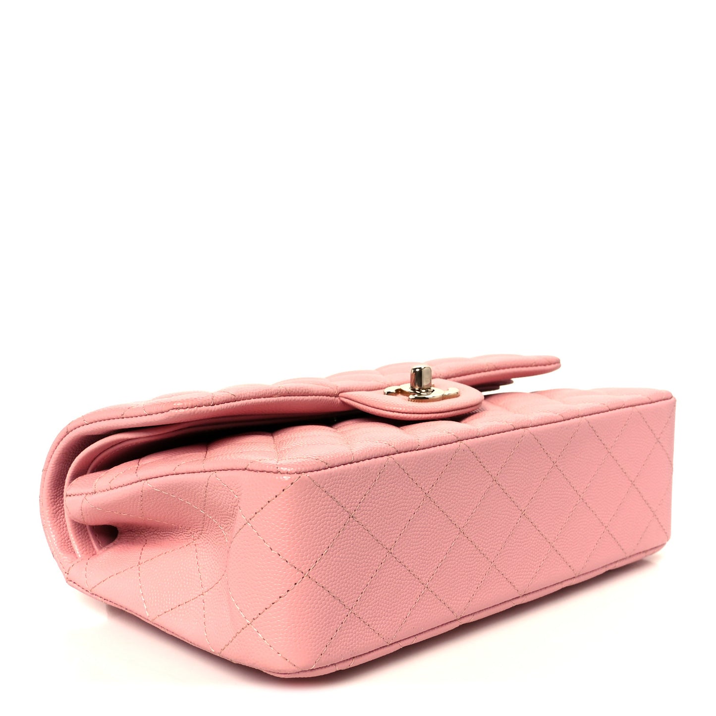 Caviar Quilted Small Double Flap Light Pink