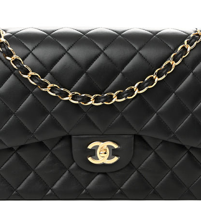 Chanel Lambskin Quilted Jumbo Double Flap Black 8 of 11