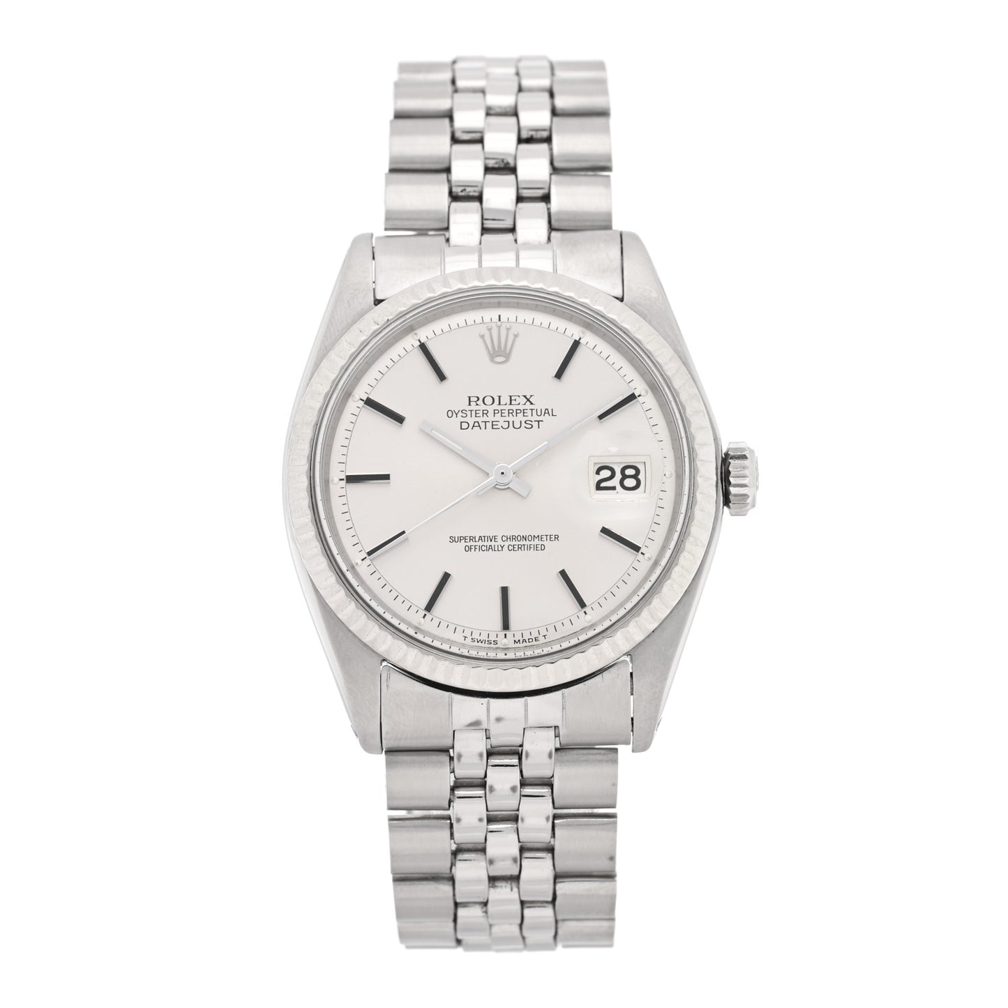 Stainless Steel 18K White Gold 36mm Oyster Perpetual Datejust Watch Silver 1601