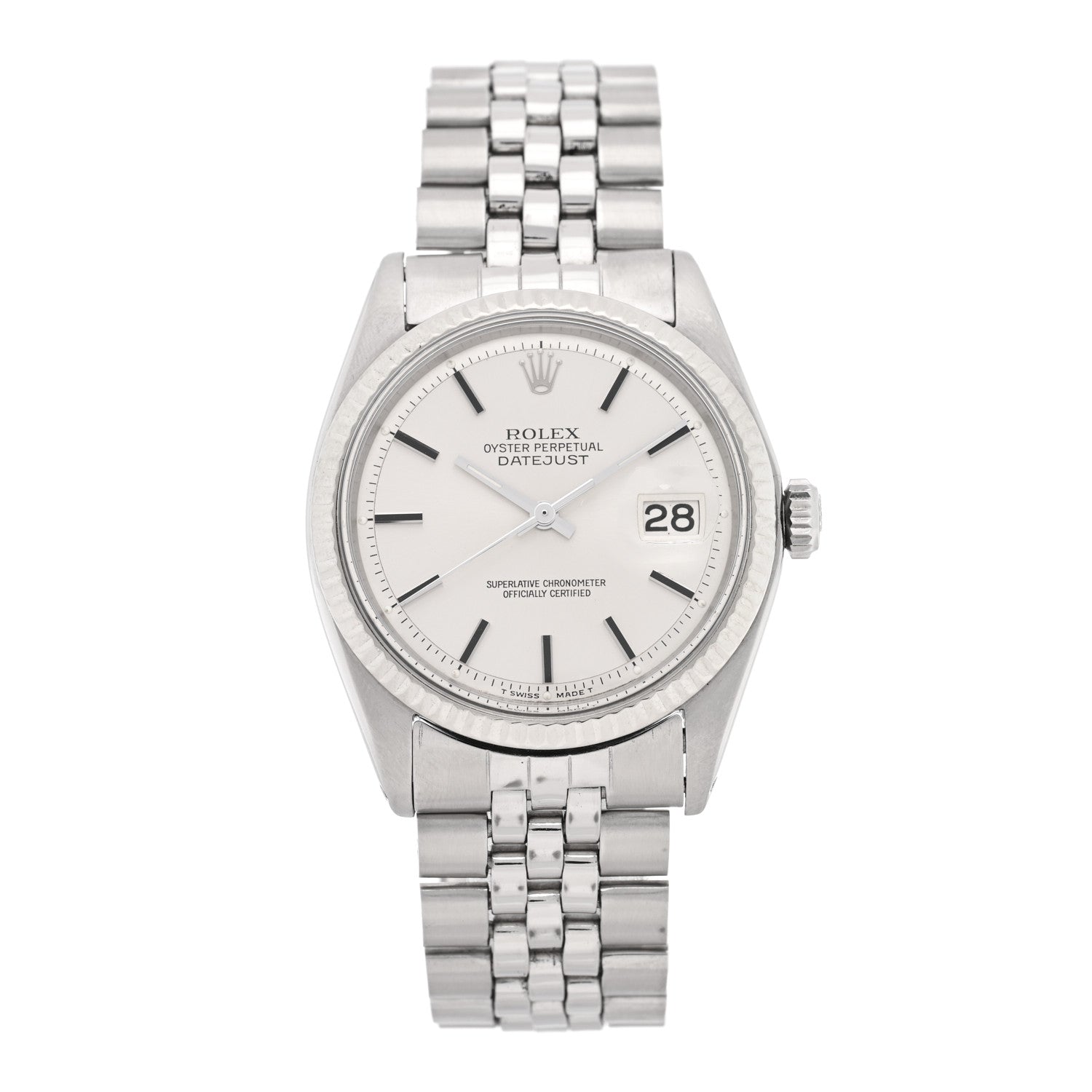 Rolex Stainless Steel 18K White Gold 36mm Oyster Perpetual Datejust Watch Silver 1601 1 of 5