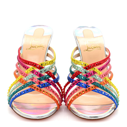 Christian Louboutin Specchio Calfskin Crystal Marthastrass 100 Slide Sandals 39 Silver Multicolor 3 of 8