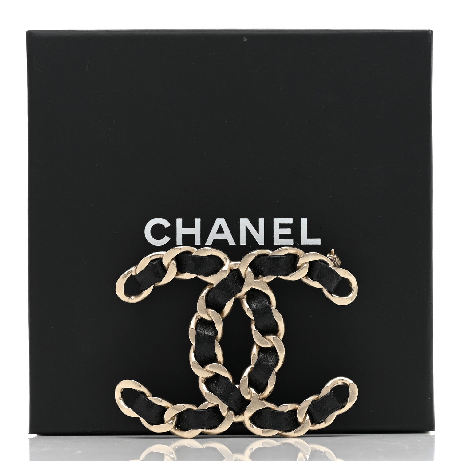 Chanel Lambskin Chain CC Brooch Black Gold 5 of 5