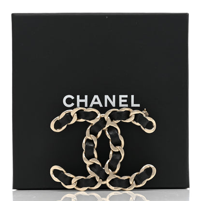 Chanel Lambskin Chain CC Brooch Black Gold 5 of 5