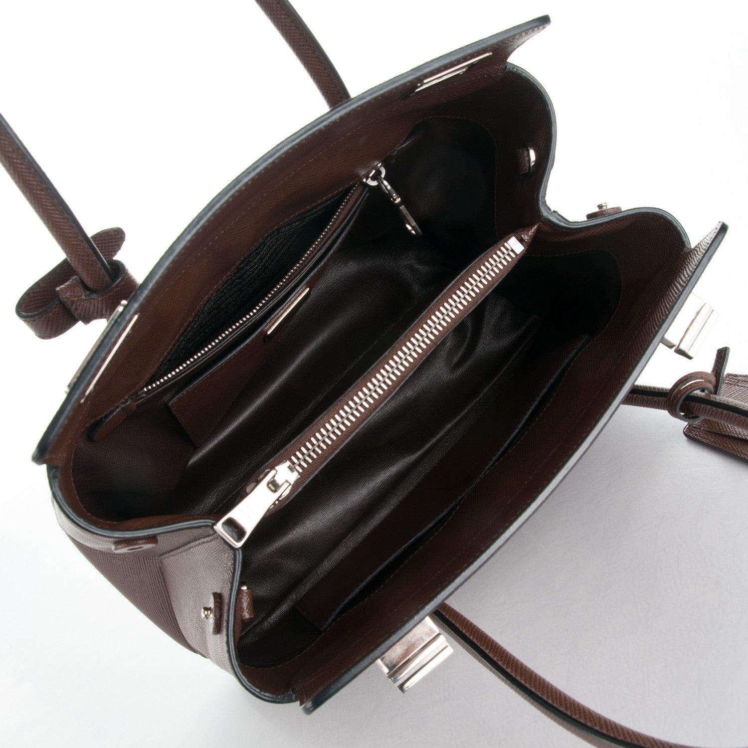 Prada Saffiano Cuir Twin Tote Cacao 5 of 7
