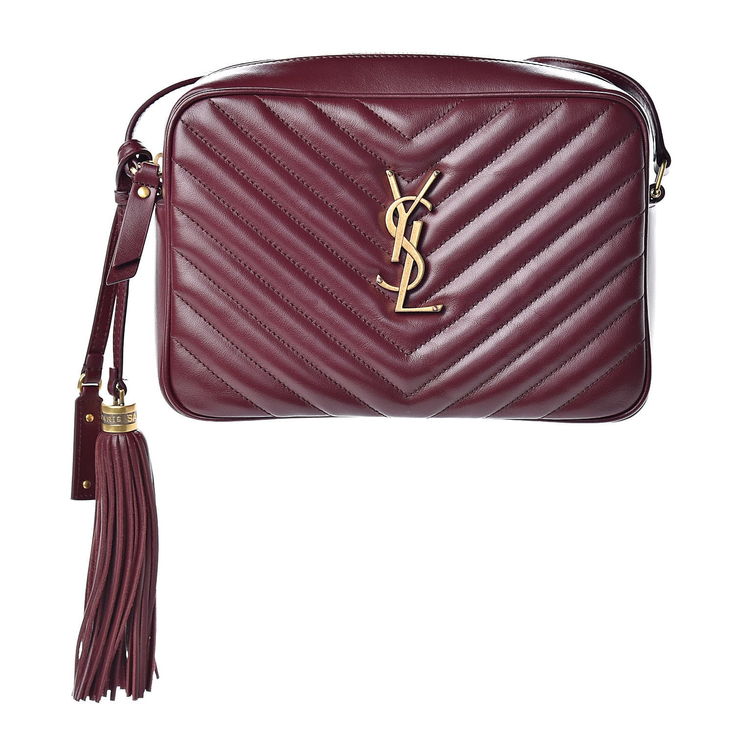 Saint Laurent Calfskin Matelasse Monogram Lou Camera Bag Dark Legion Red 1 of 10