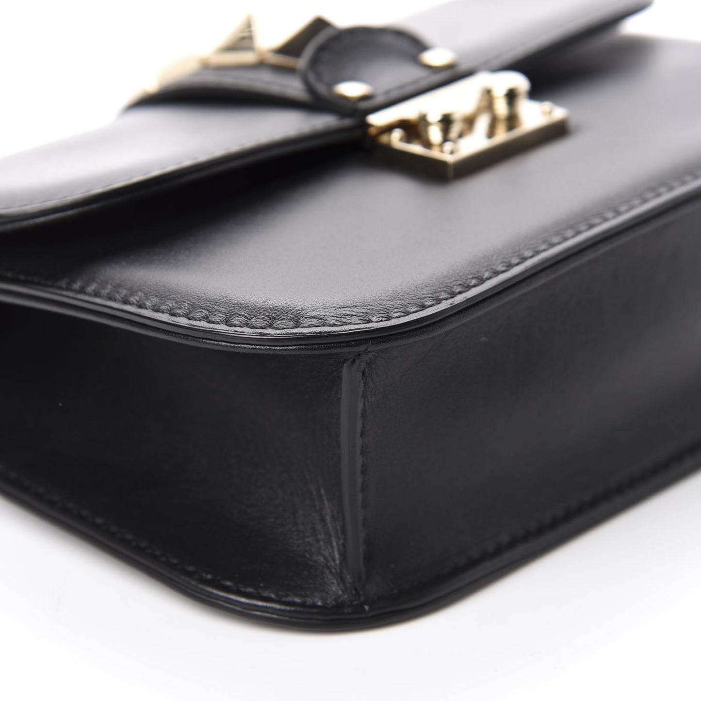 Vitello Small Glam Lock Rockstud Flap Black