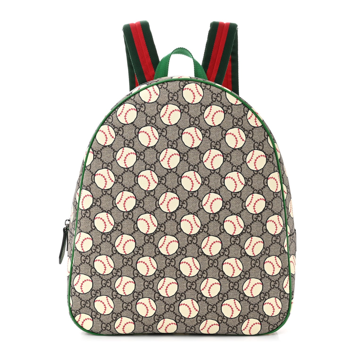 Gucci GG Supreme Monogram Baseballs Web Childrens Backpack Green 1 of 10