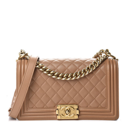Chanel Lambskin Quilted Medium Boy Flap Beige 1 of 15