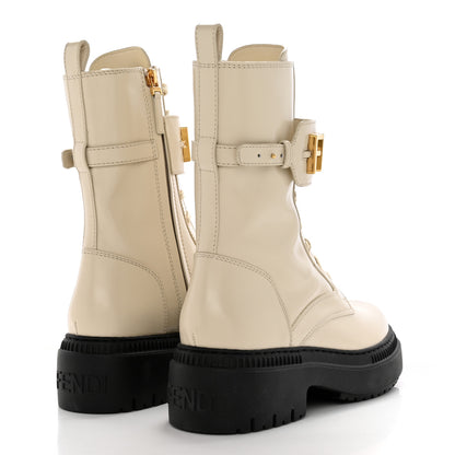 Fendi Vitello Abrasivato Fendigraphy 50mm Biker Boots 41 White 4 of 12