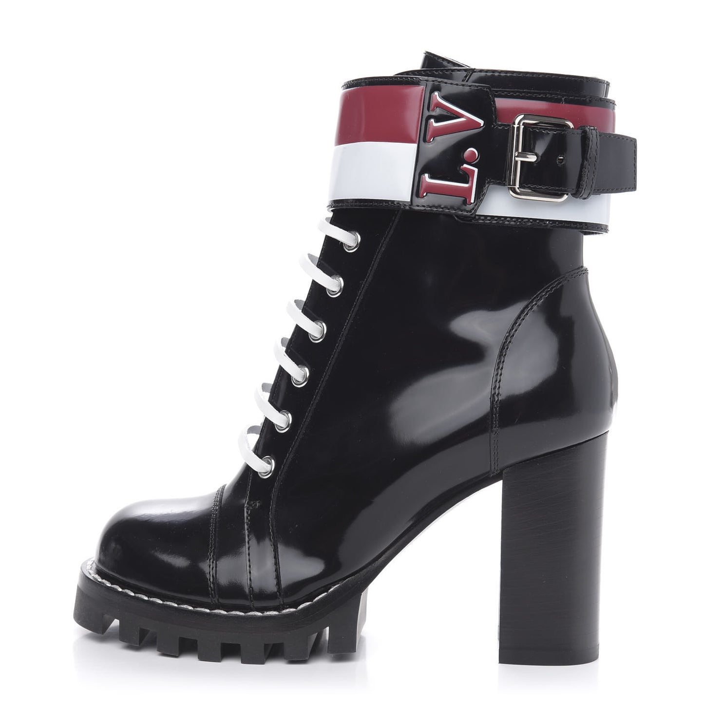 Patent Calfskin Star Trail Ankle Boots 38 Black